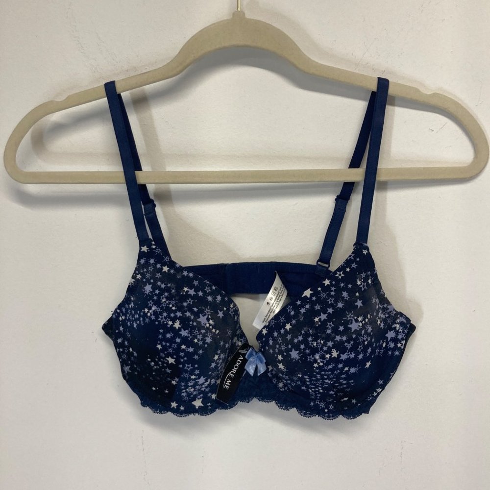 NWT adore me blue star print galaxy print bra 34C